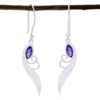 Amethyst-Japanese-Lily-Solitaire-Dangle-Purple-925-Silver-Earring