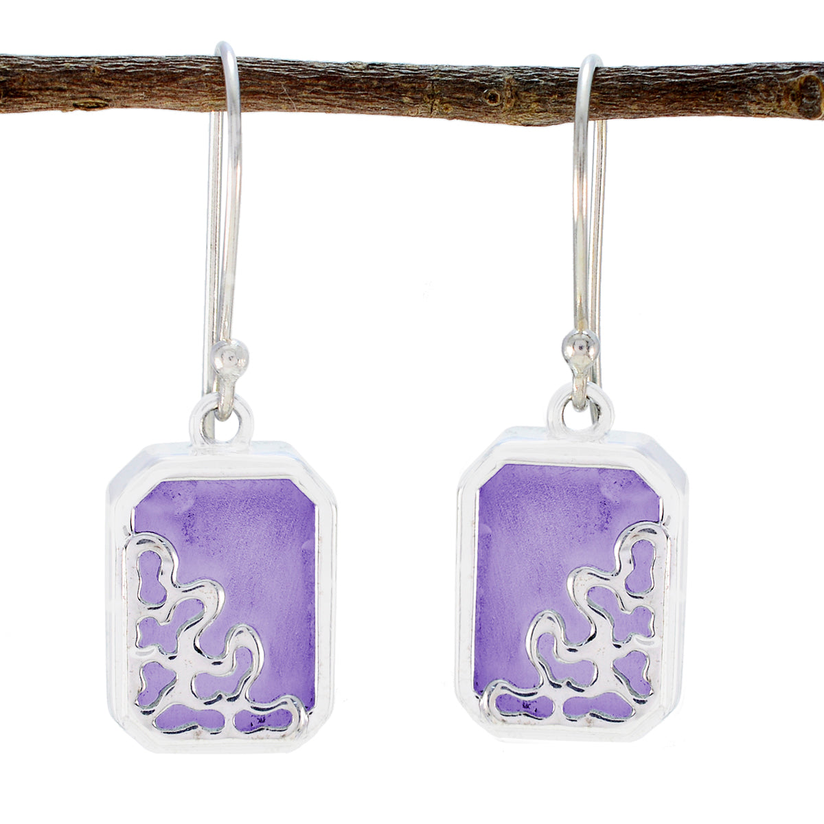 Amethyst-German-Elena-Solitaire-Dangle-Purple-Sterling-Silver-Earring Image principale du produit