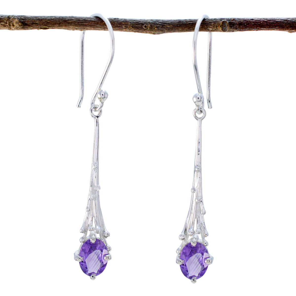 Amethyst-Spanish-Maya-Solitaire-Dangle-Purple-92.5-Silver-Earring