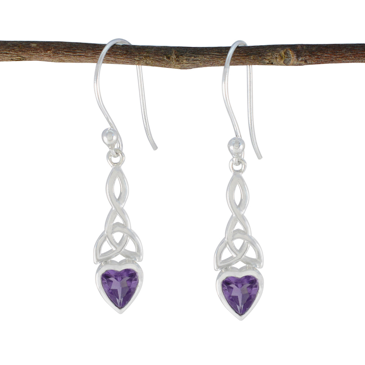 Amethyst-Moroccan-Nova-Solitaire-Dangle-Purple-925-Silver-Earring Image principale du produit