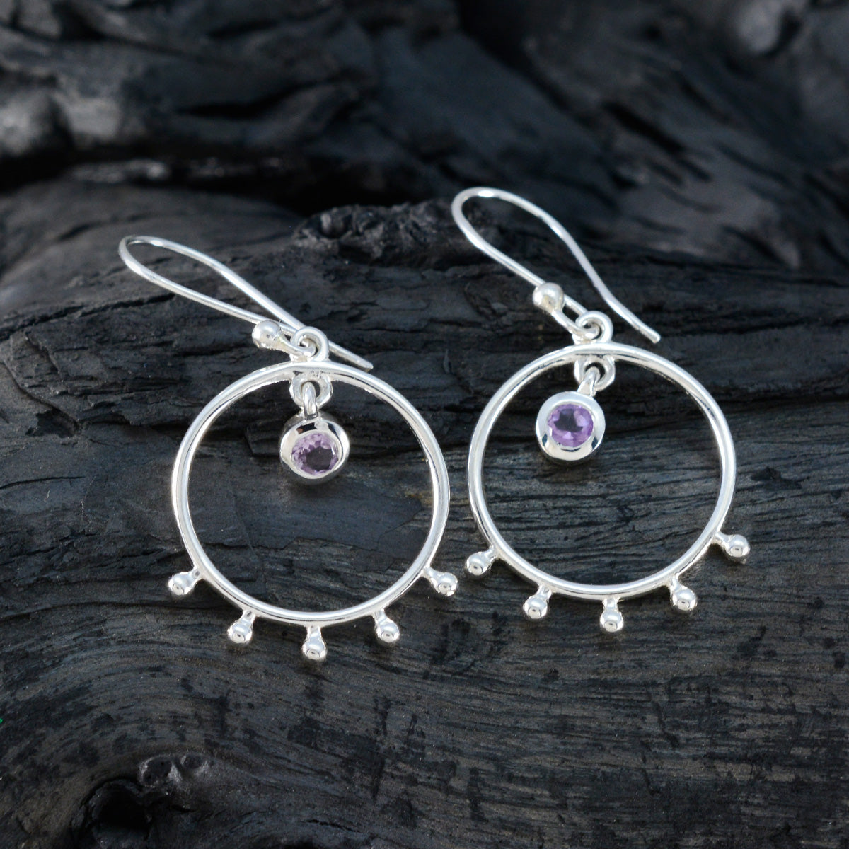 Amethyst-Japanese-Riley-Solitaire-Dangle-Purple-Silver-Earring