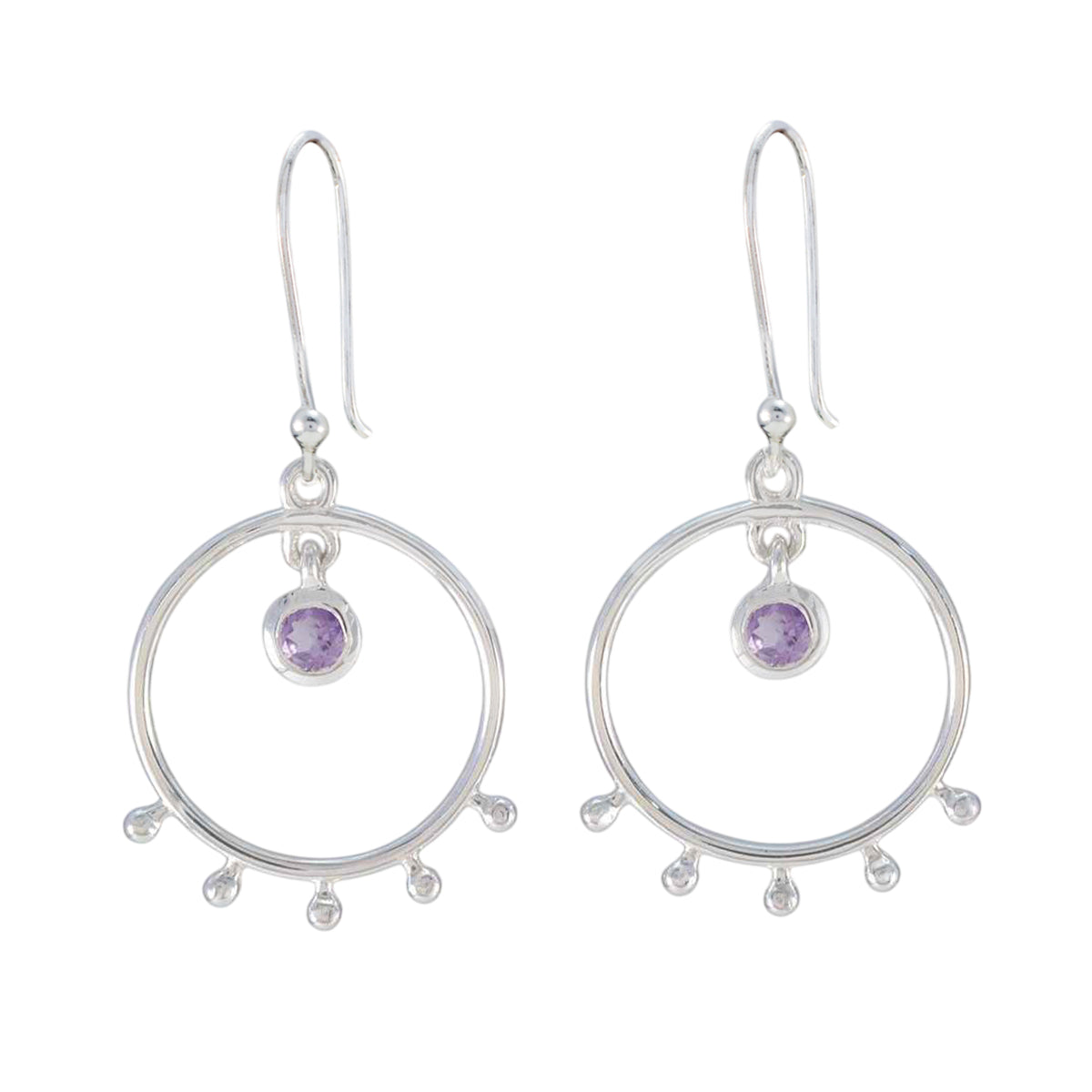 Amethyst-Japanese-Riley-Solitaire-Dangle-Purple-Silver-Earring メイン画像