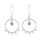 Amethyst-Japanese-Riley-Solitaire-Dangle-Purple-Silver-Earring