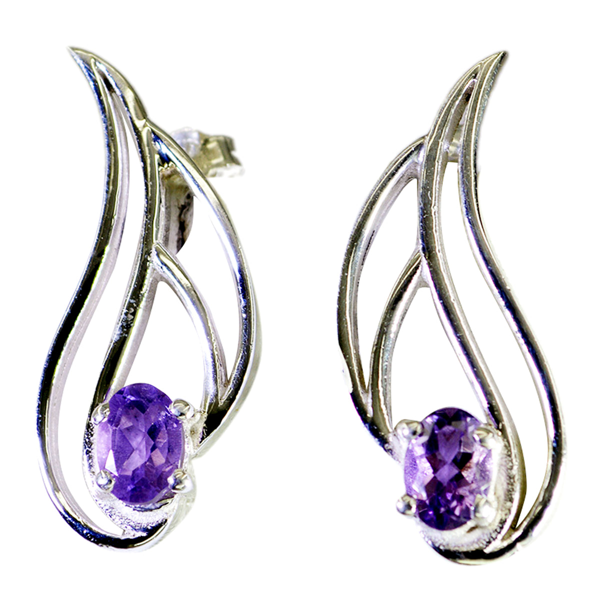 Amethyst-Mexikanisch-Skylar-Solitär-Ohrstecker-Lila-925-Silber-Ohrring