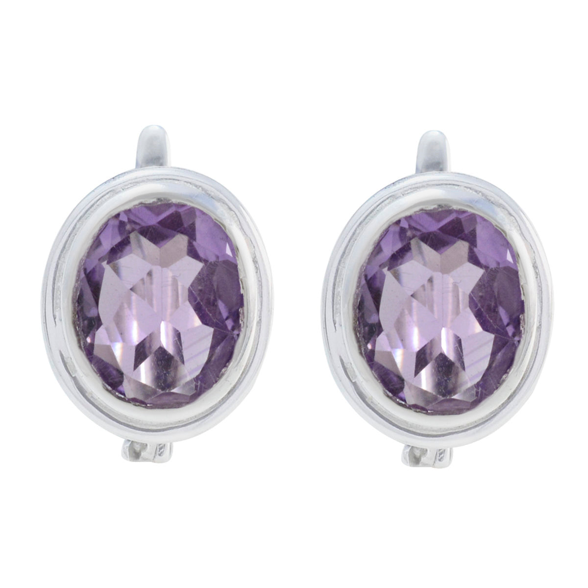Amethyst-Ägyptischer-Yasmin-Solitär-Ohrstecker-Lila-Sterling-Silber-Ohrring Hauptbild