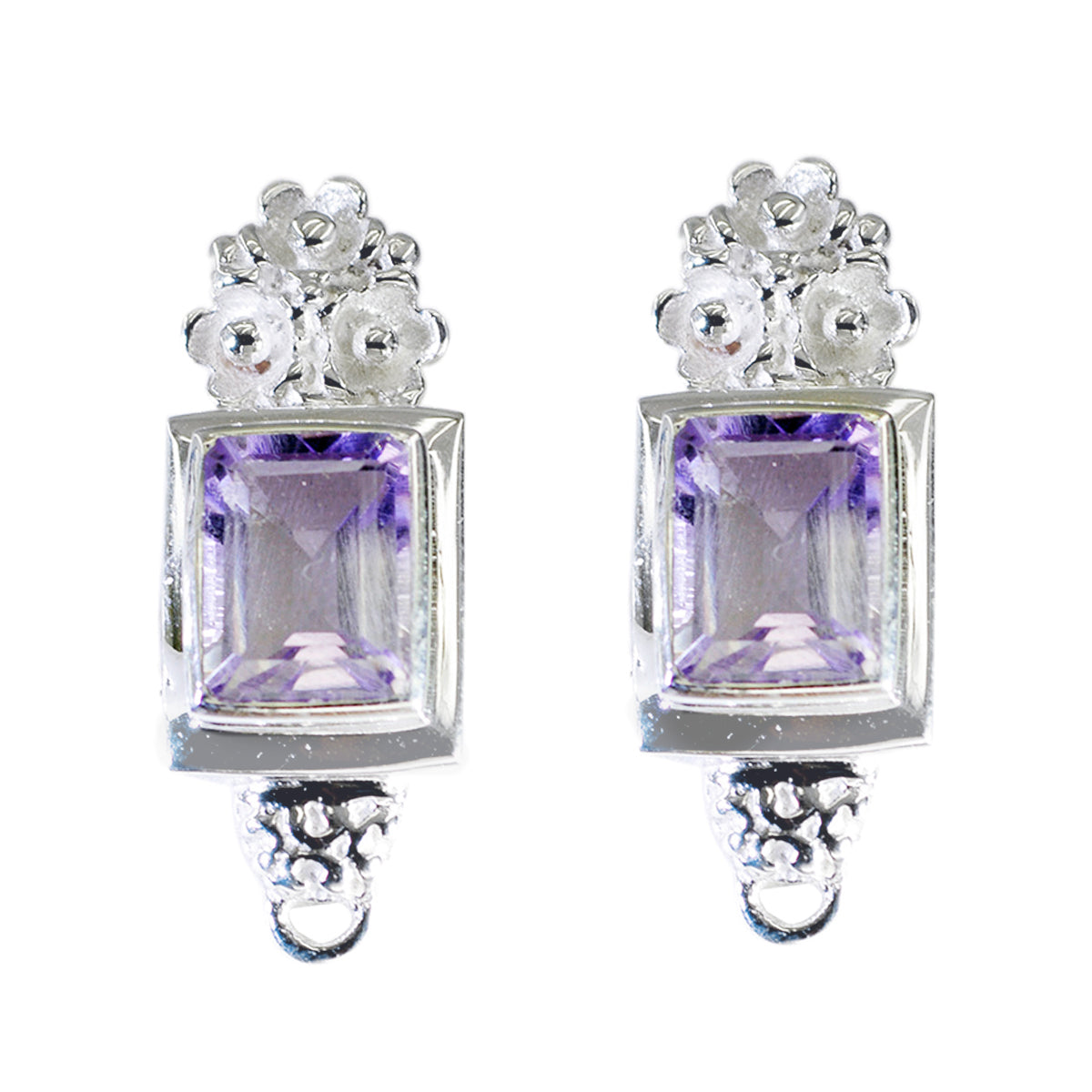 Amethyst-American-Zoe-Solitaire-Stud-Purple-Silver-Earring Главное изображение товара