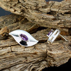 Amethyst-Japanese-Aiko-Solitaire-Stud-Purple-925-Sterling-Silver-Earring