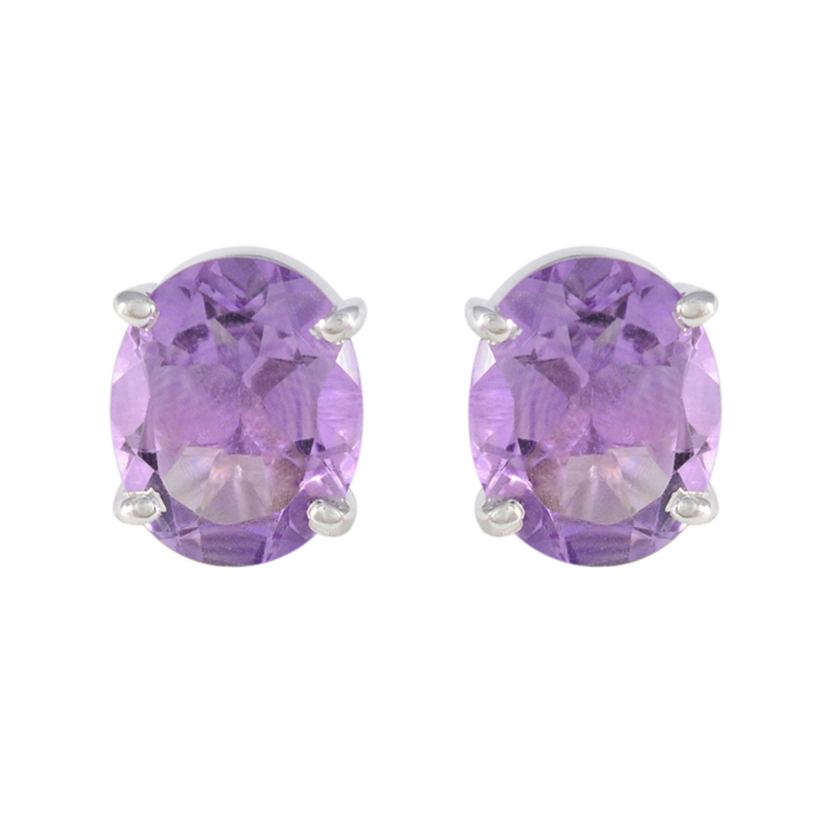 Amethyst-Russisch-María-Solitär-Ohrstecker-Lila-92,5-Silber-Ohrring Hauptbild