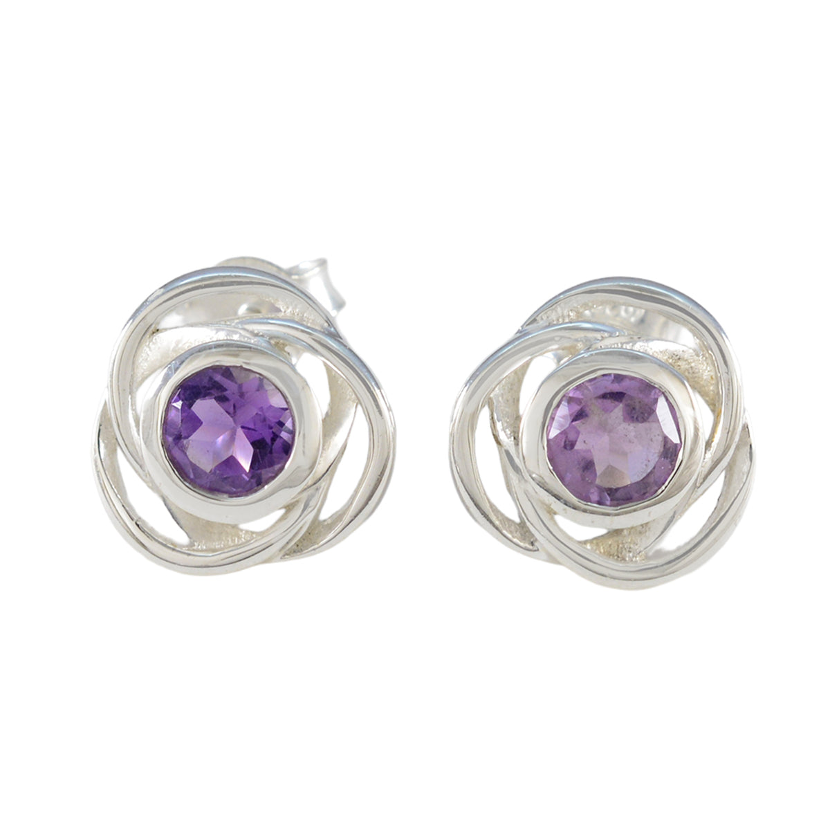Amethyst-Mexican-Eun-ji-Solitaire-Stud-Purple-Sterling-Silver-Earring Главное изображение товара