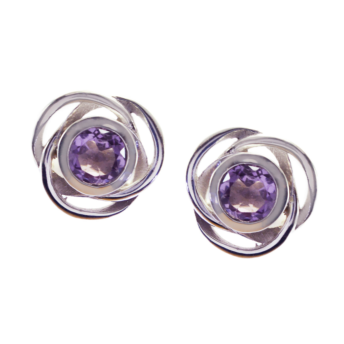 Amethyst Mexican Eun-ji Solitaire Stud Purple Sterling Silver Earring Второстепенное изображение товара