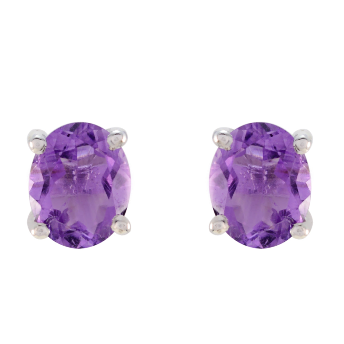 Amethyst-Spanish-Hana-Solitaire-Stud-Purple-925-Silver-Earring Главное изображение товара