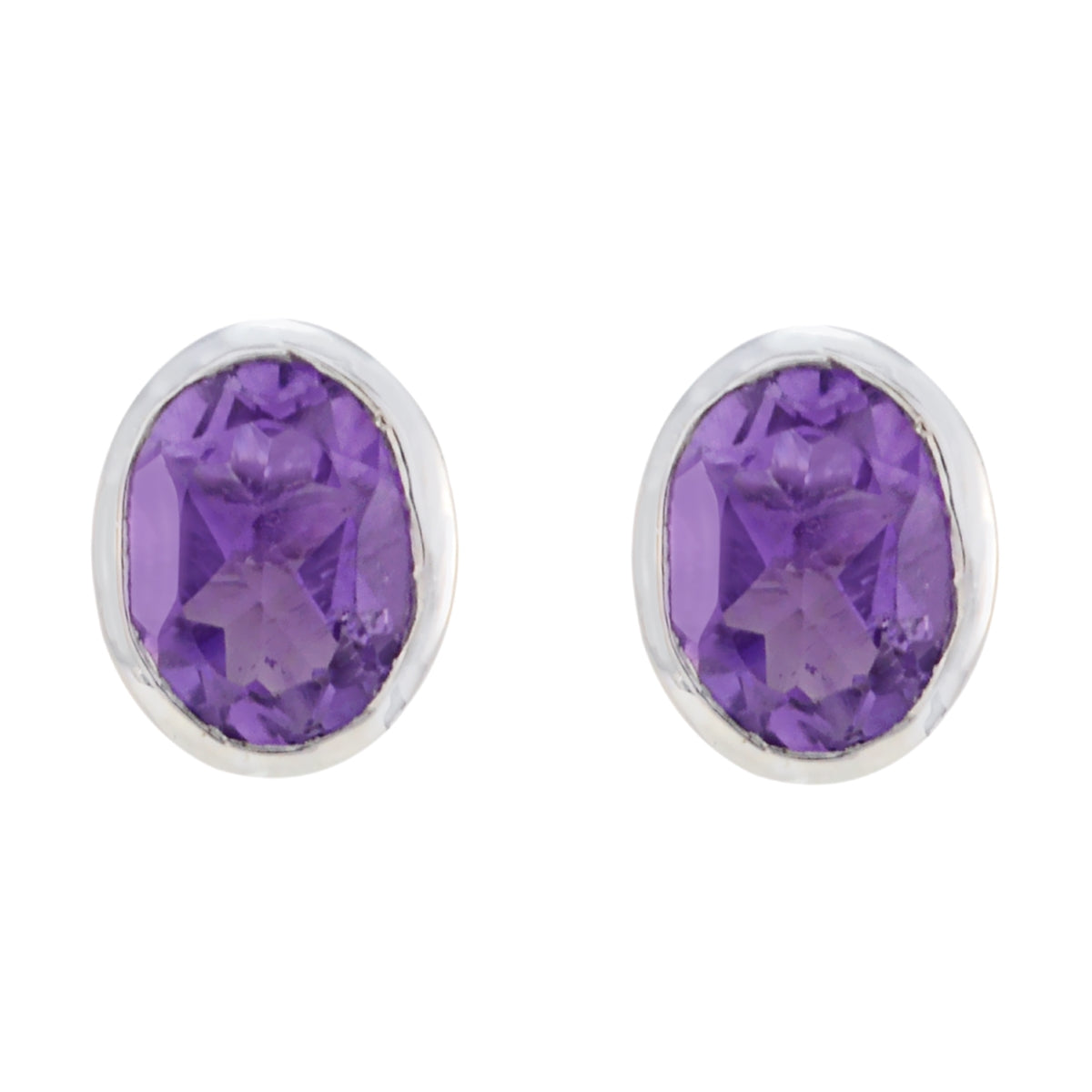 Amethyst-French-Hina-Solitaire-Stud-Purple-925-Silver-Earring Image principale du produit