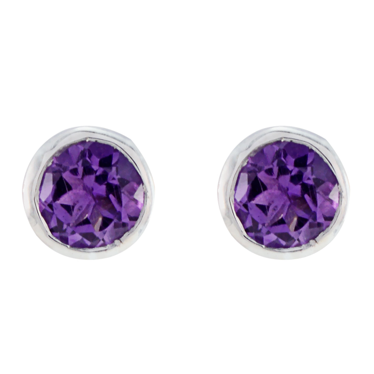 Amethyst-German-Hua-Solitaire-Stud-Purple-92.5-Silver-Earring Главное изображение товара