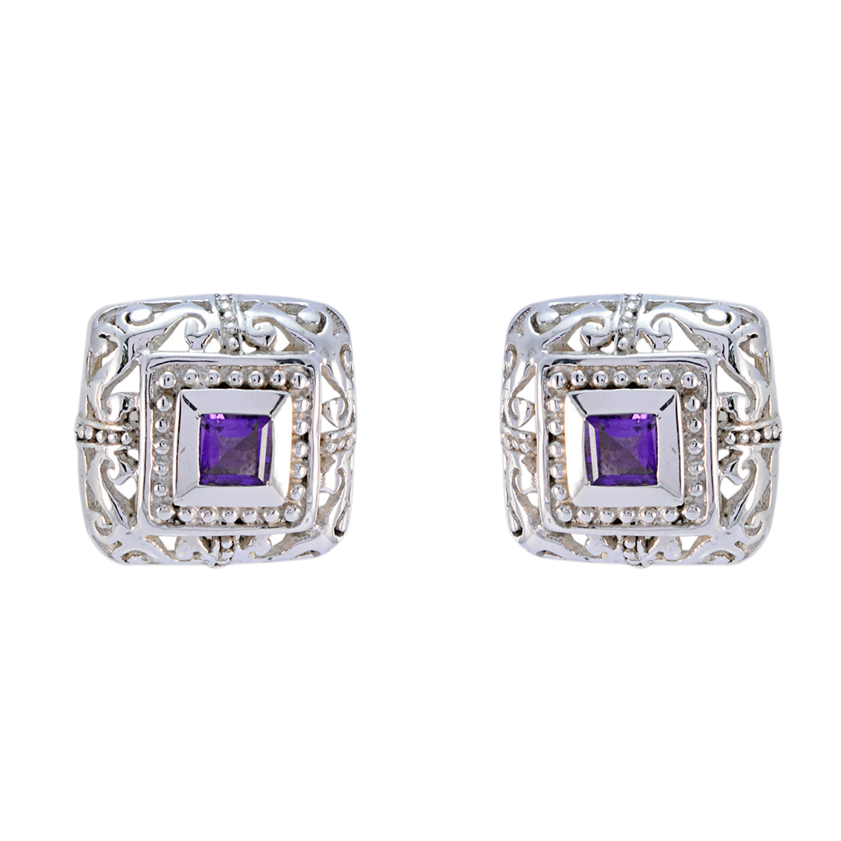 Amethyst-Moroccan-Ji-eun-Solitaire-Stud-Purple-Sterling-Silver-Earring Immagine principale del prodotto
