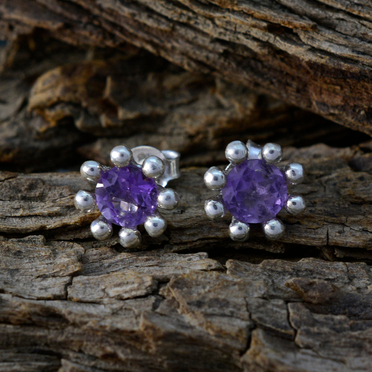 Amethyst-American-Li-Lee-Solitaire-Stud-Purple-Sterling-Silver-Earring