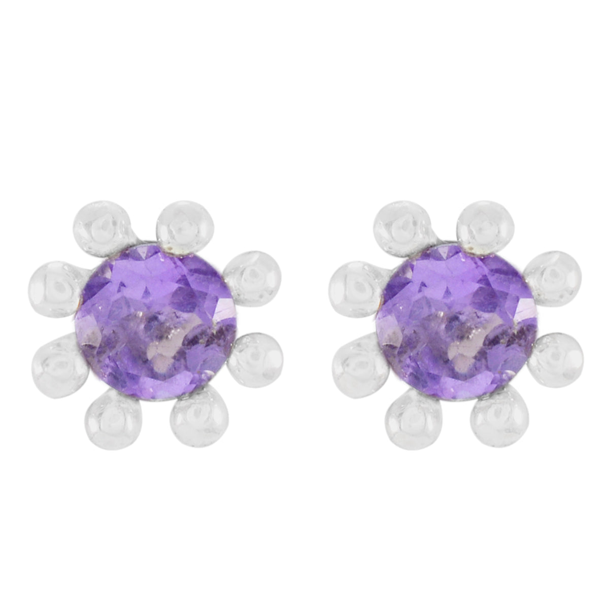 Amethyst-American-Li-Lee-Solitaire-Stud-Purple-Sterling-Silver-Earring Immagine principale del prodotto