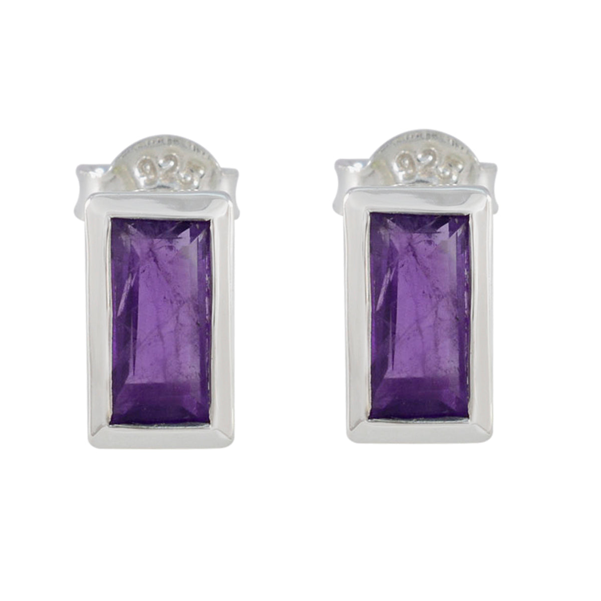 Amethyst-Korean-Ling-Solitaire-Stud-Purple-Sterling-Silver-Earring Immagine principale del prodotto