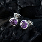 Amethyst-Japanese-Mei-Solitaire-Stud-Purple-92.5-Silver-Earring