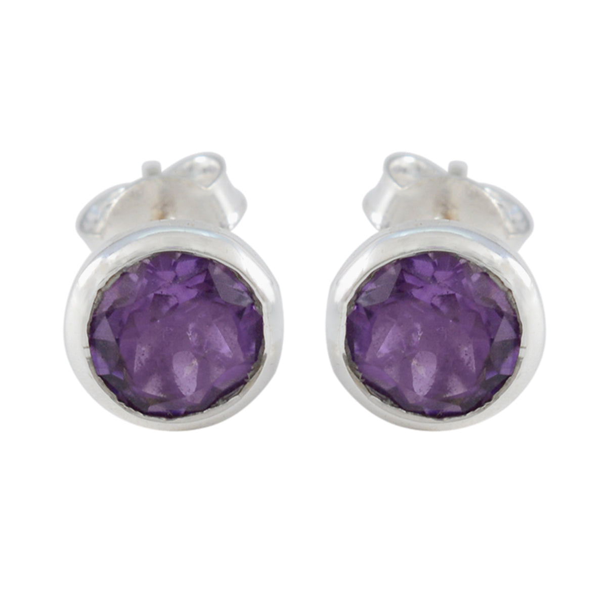 Amethyst-Japanese-Mei-Solitaire-Stud-Purple-92.5-Silver-Earring Immagine principale del prodotto