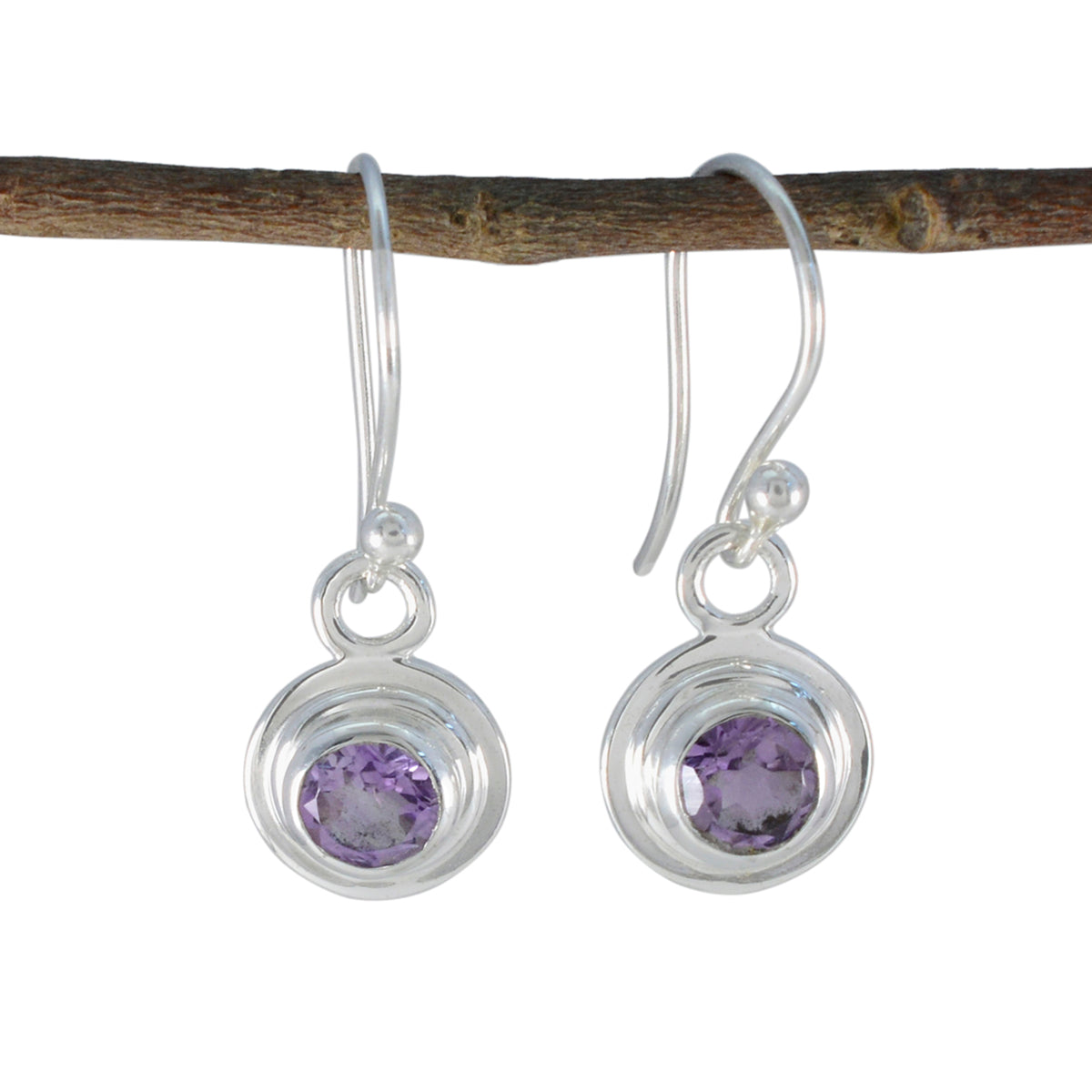 Amethyst-African-Chen-Solitaire-Stud-Purple-Sterling-Silver-Earring Immagine principale del prodotto