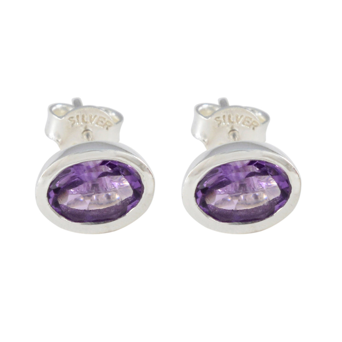 Amethyst-Egyptian-Ha-eun-Solitaire-Stud-Purple-925-Silver-Earring Immagine principale del prodotto