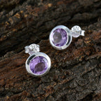 Amethyst-Egyptian-Sakura-Solitaire-Stud-Purple-92.5-Silver-Earring