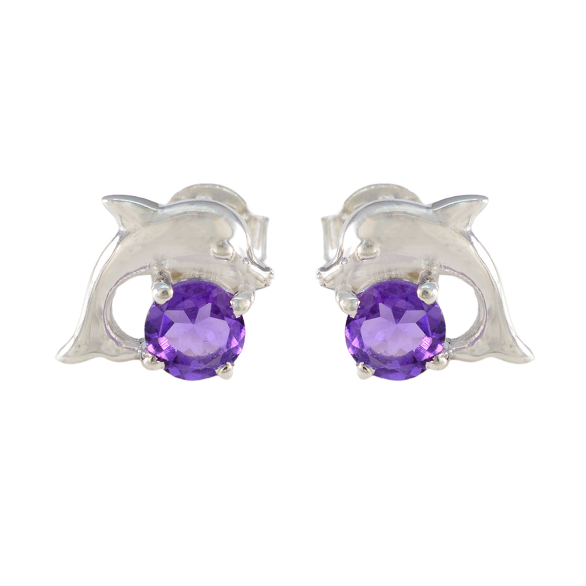 Amethyst-American-Lourdess-Solitaire-Stud-Purple-Sterling-Silver-Earring Immagine principale del prodotto