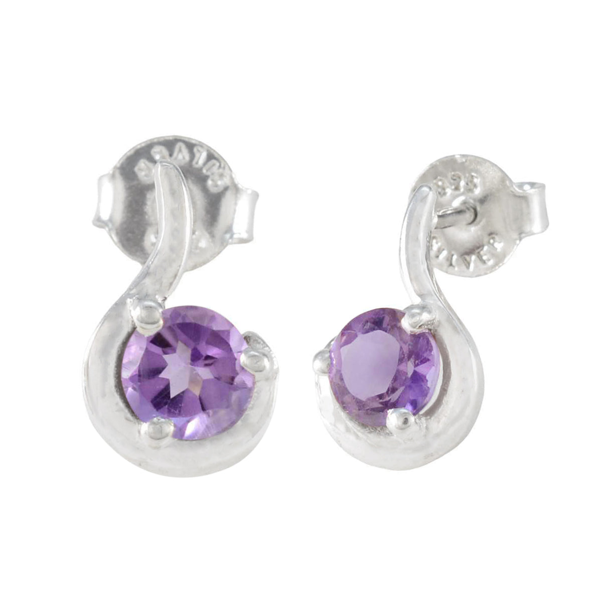 Orecchino solitario Carla giapponese in argento sterling viola con ametista Immagine secondaria del prodotto