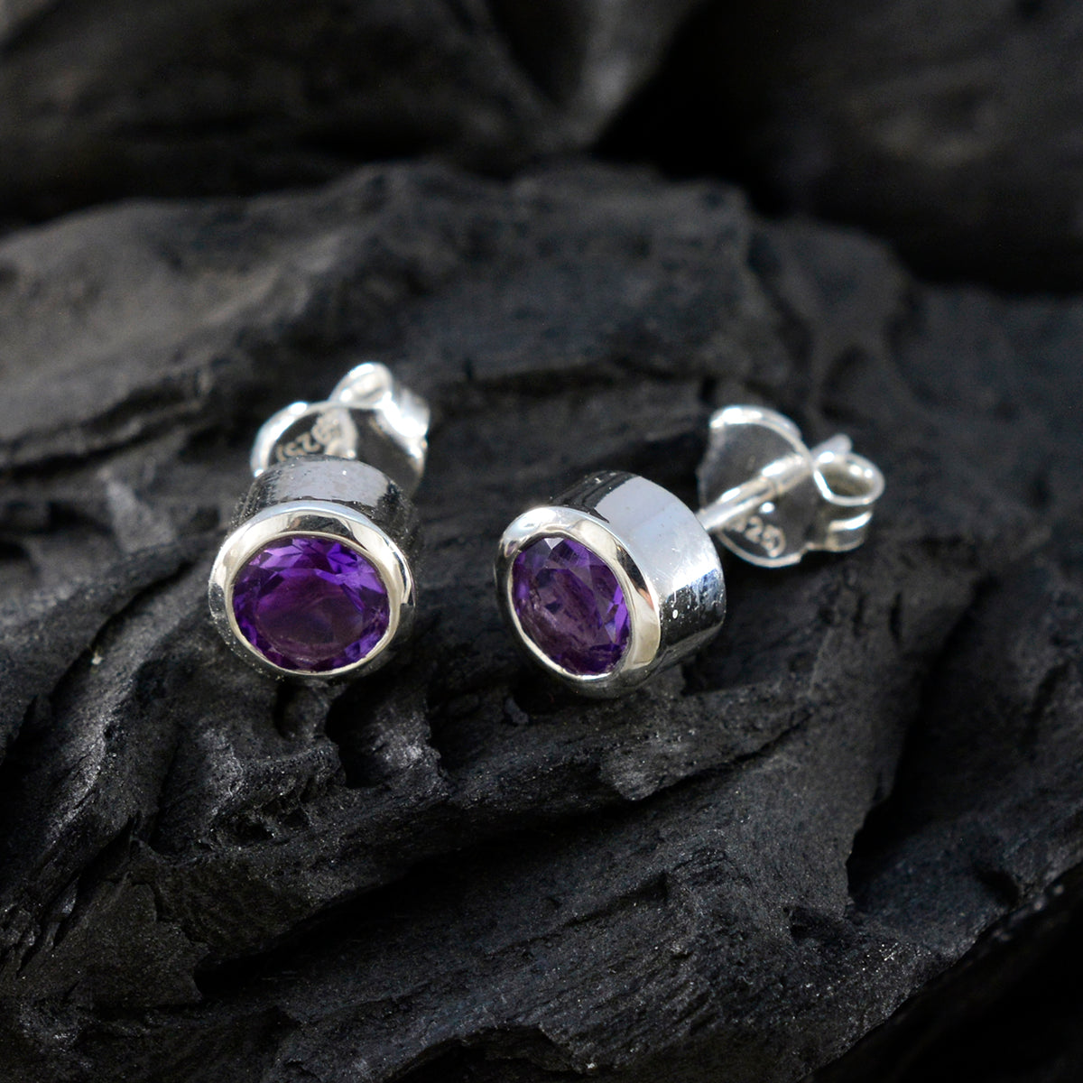 Amethyst-American-María-Solitaire-Stud-Purple-925-Sterling-Silver-Earring