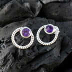 Amethyst-American-Meei-Solitaire-Stud-Purple-925-Silver-Earring