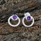 Amethyst-American-Meei-Solitaire-Stud-Purple-925-Silver-Earring