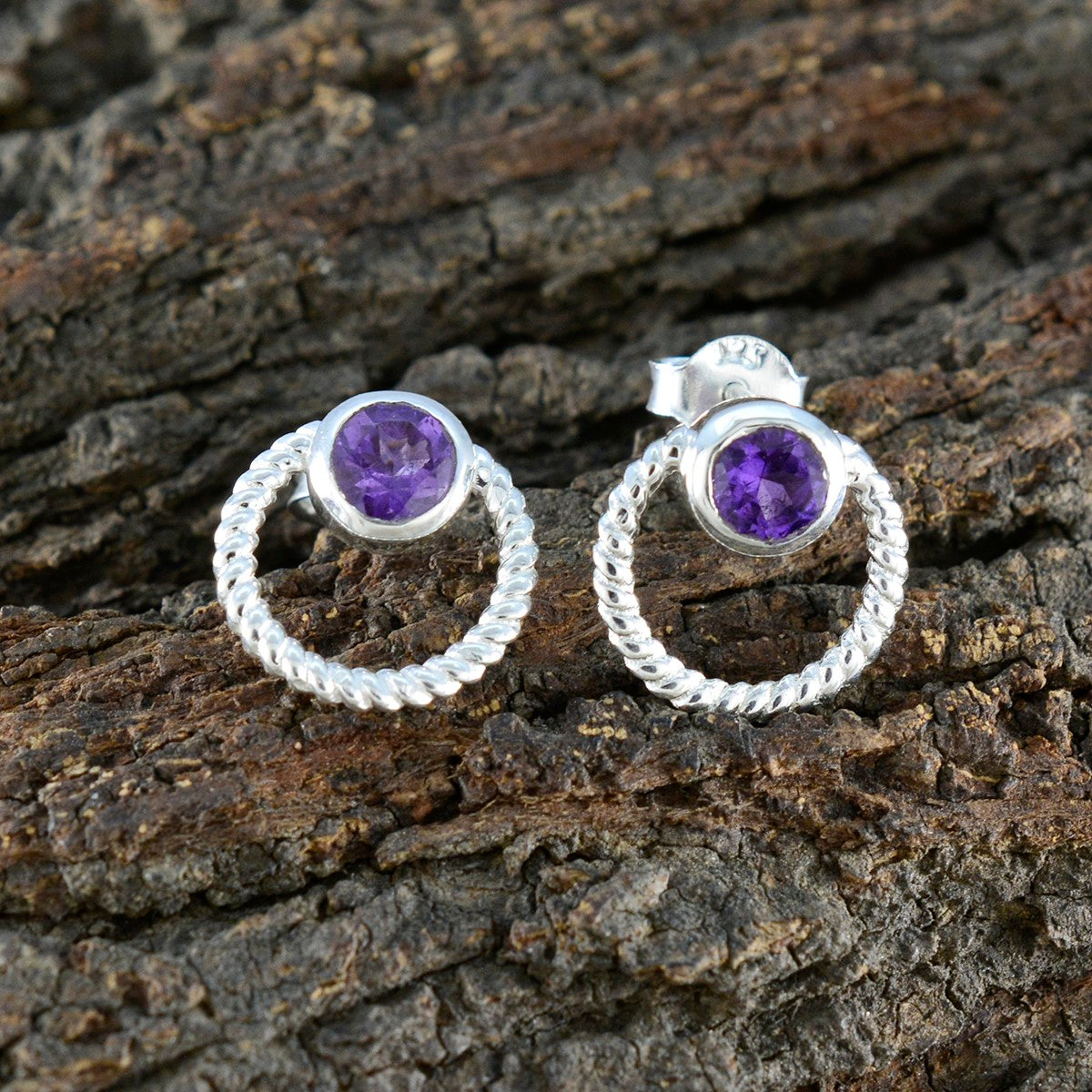 Amethyst-American-Meei-Solitaire-Stud-Purple-925-Silver-Earring