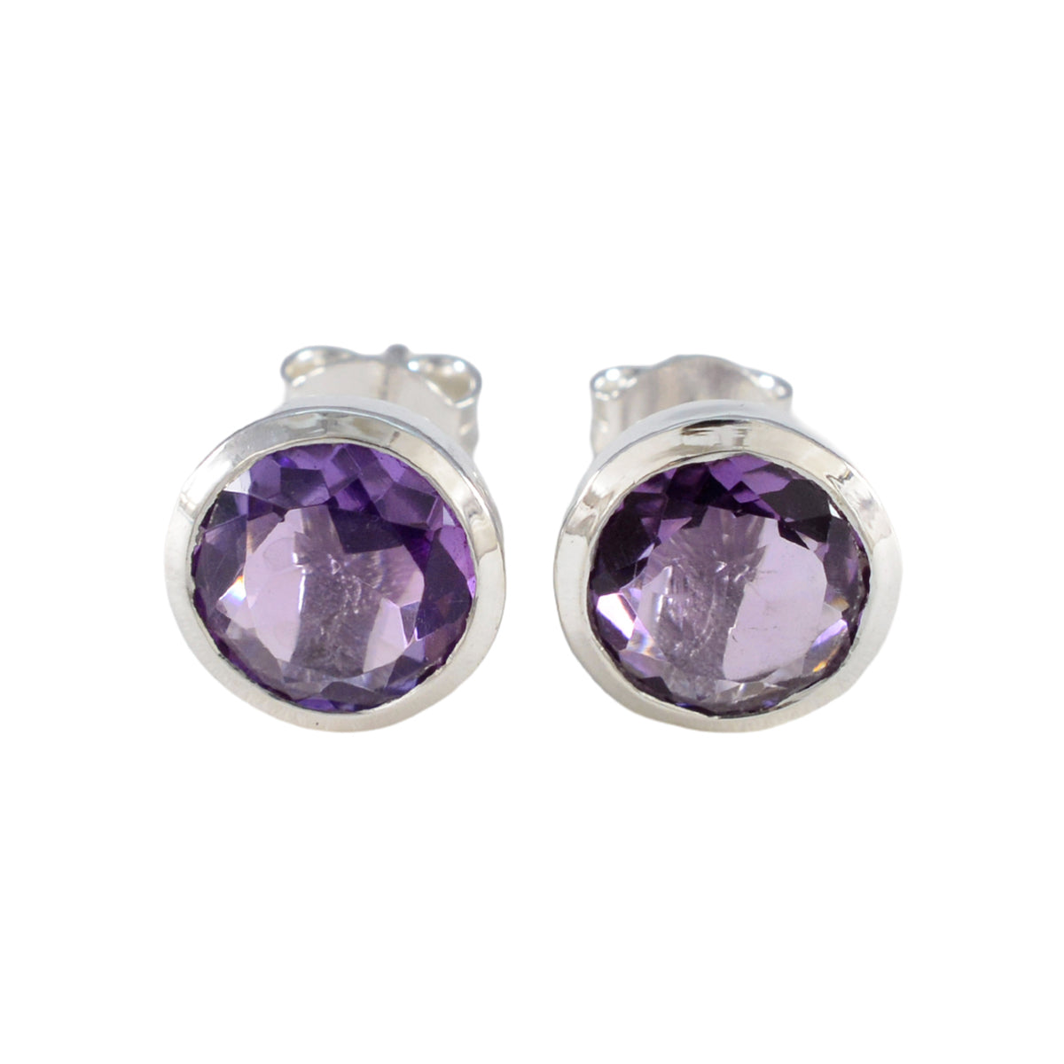 Amethyst-Amerikanisch-Amandaa-Solitär-Ohrstecker-Lila-92,5-Silber-Ohrring Hauptbild