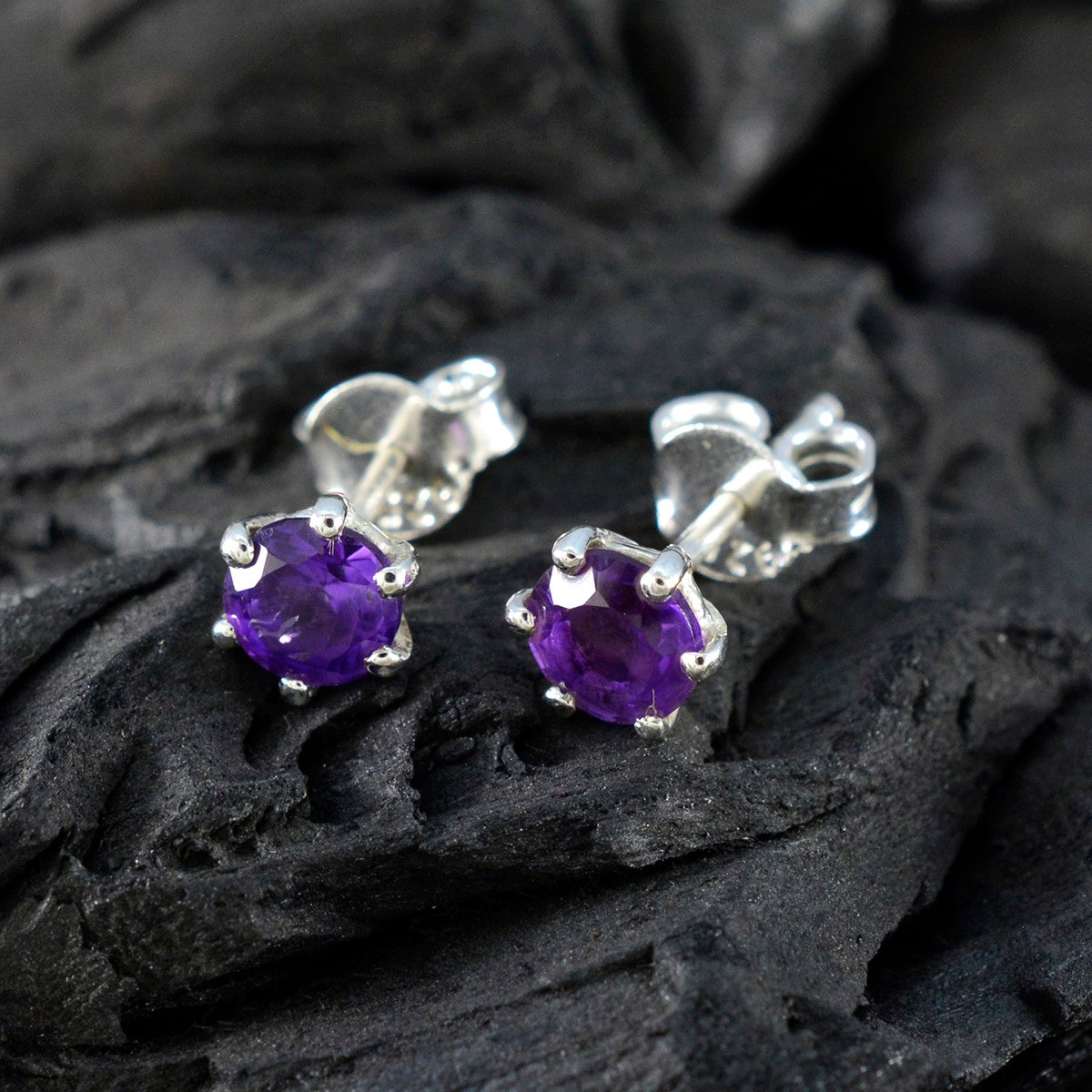 Amethyst-American-Fernanda-Solitaire-Stud-Purple-925-Sterling-Silver-Earring