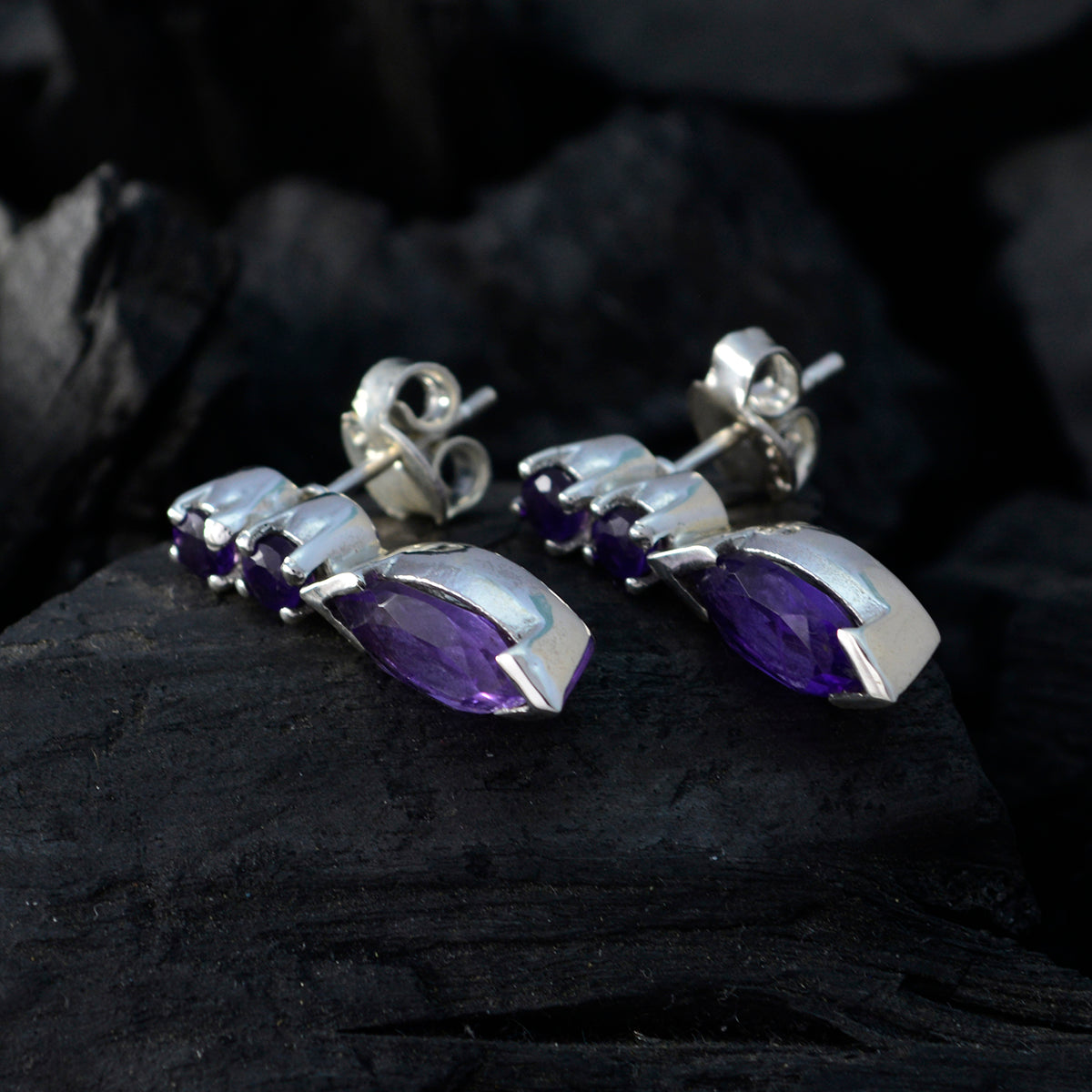Amethyst-German-Lorena-multiple-Stud-Purple-Sterling-Silver-Earring