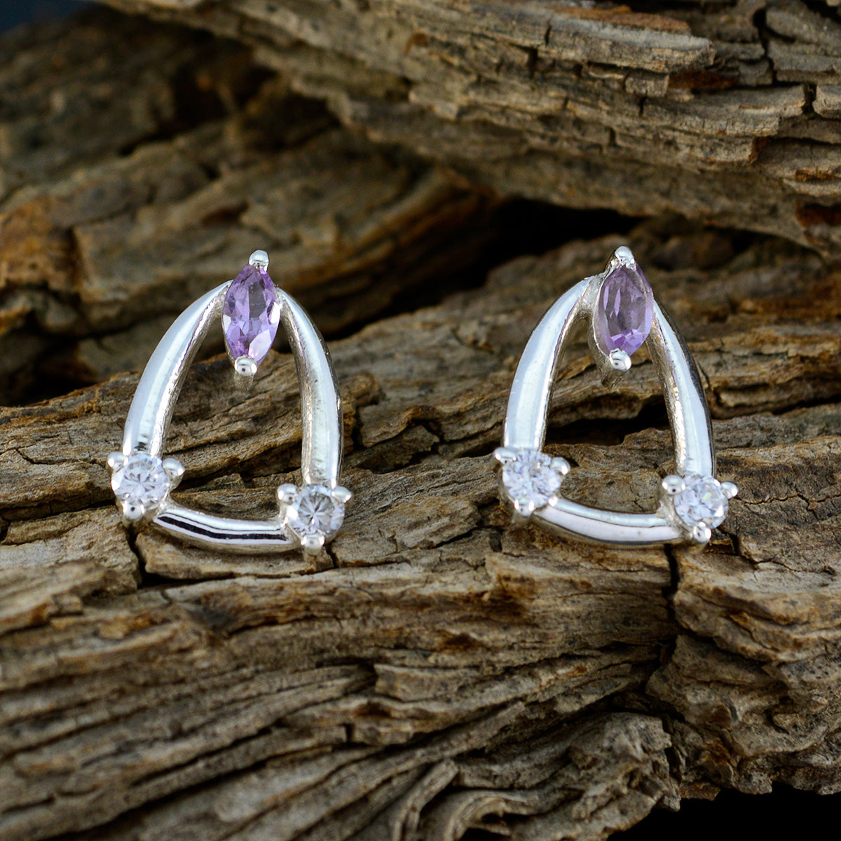 Amethyst-Naher Osten-Nari-Mehrfach-Ohrstecker-Lila-92,5-Silber-Ohrring