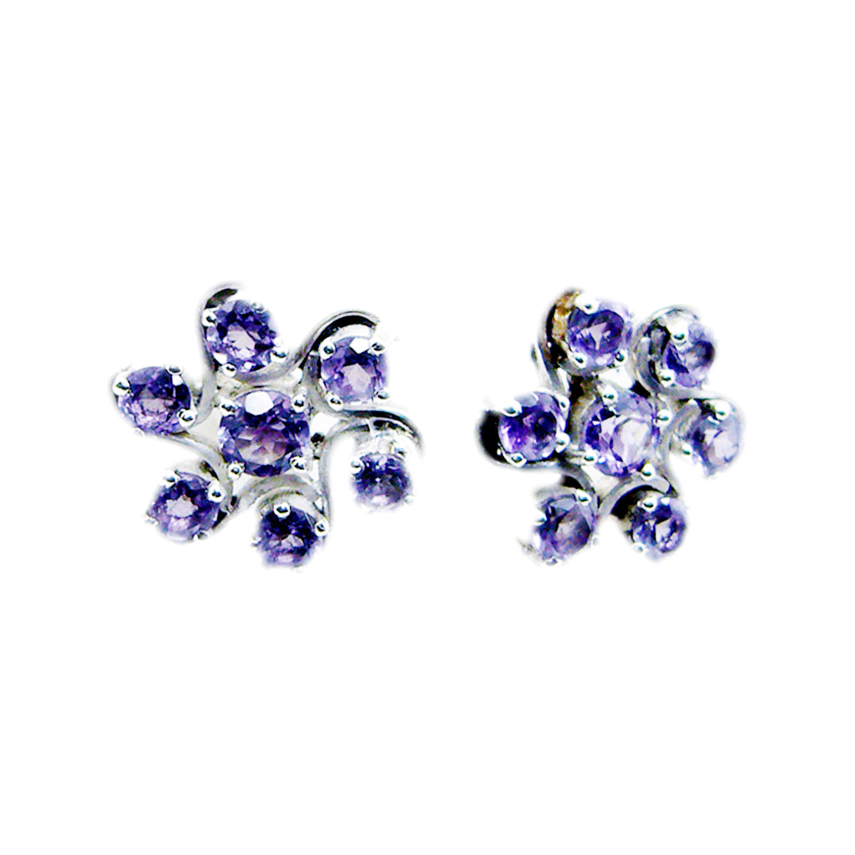 Amethyst-Australian-Sakura-multiple-Stud-Purple-Silver-Earring Image principale du produit