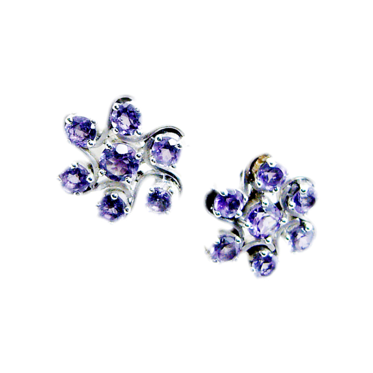 Boucles d'oreilles à tige multiples en argent violet avec améthyste et sakura australien Image secondaire du produit