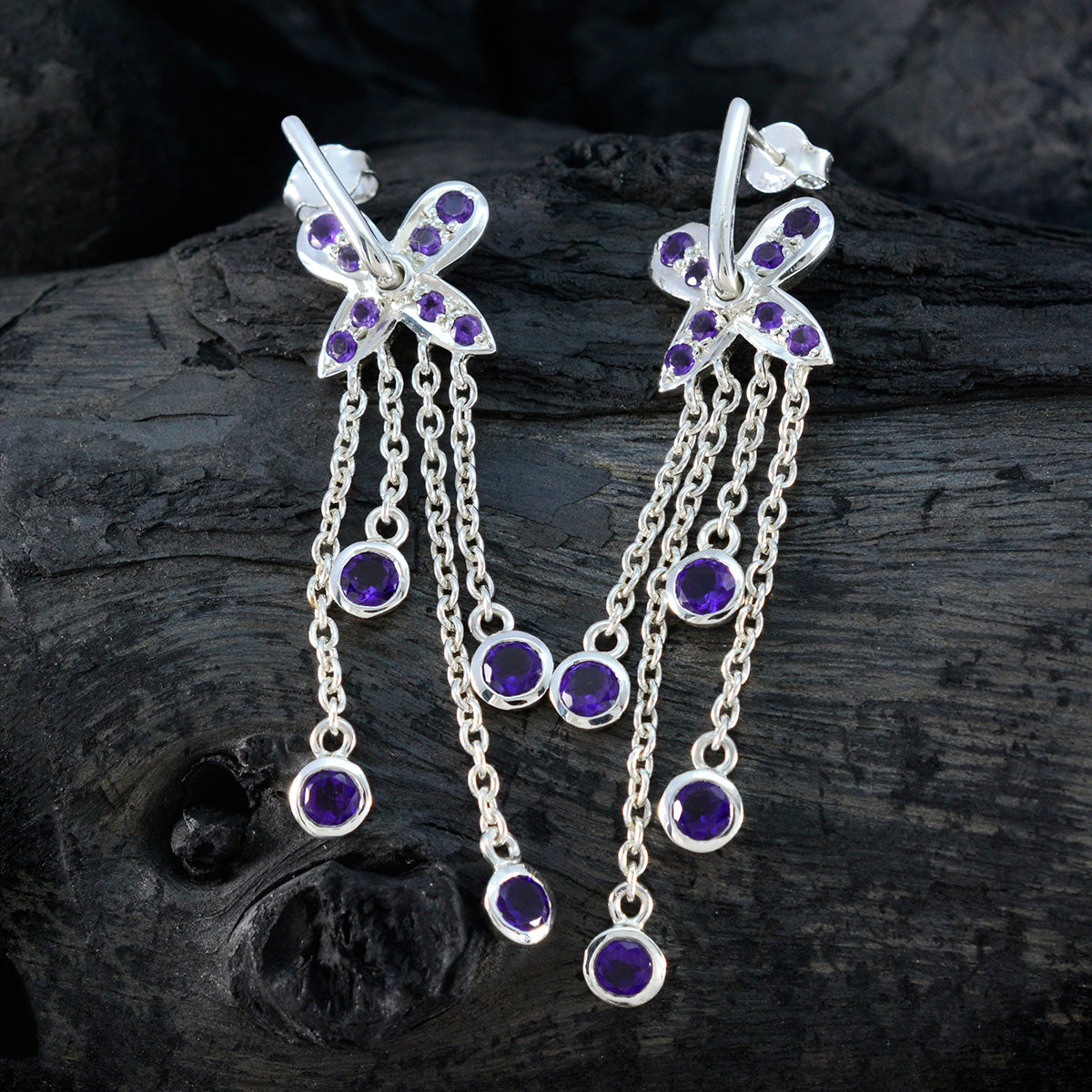 Amethyst-Japanese-Ava-multiple-Stud-Purple-925-Silver-Earring