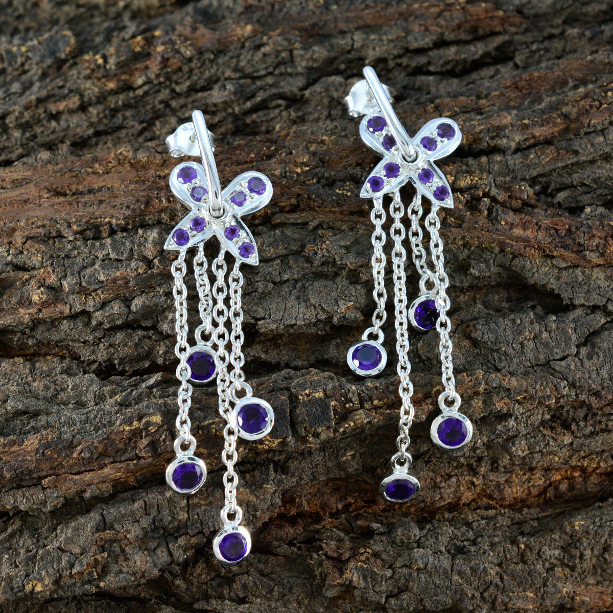 Amethyst-Japanese-Ava-multiple-Stud-Purple-925-Silver-Earring