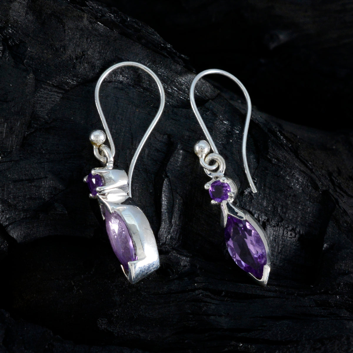 Amethyst-Middle-Eastern-Lily-Toi-et-Moi-Dangle-Purple-Sterling-Silver-Earring