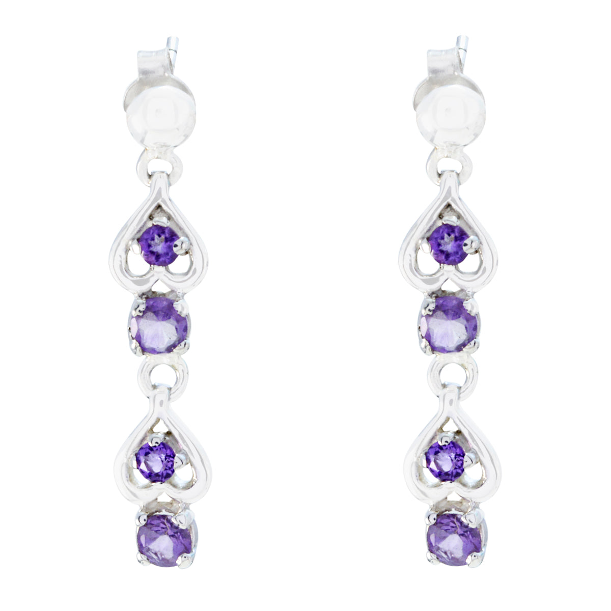 Amethyst-African-Sara-multiple-Dangle-Purple-925-Silver-Earring Image principale du produit