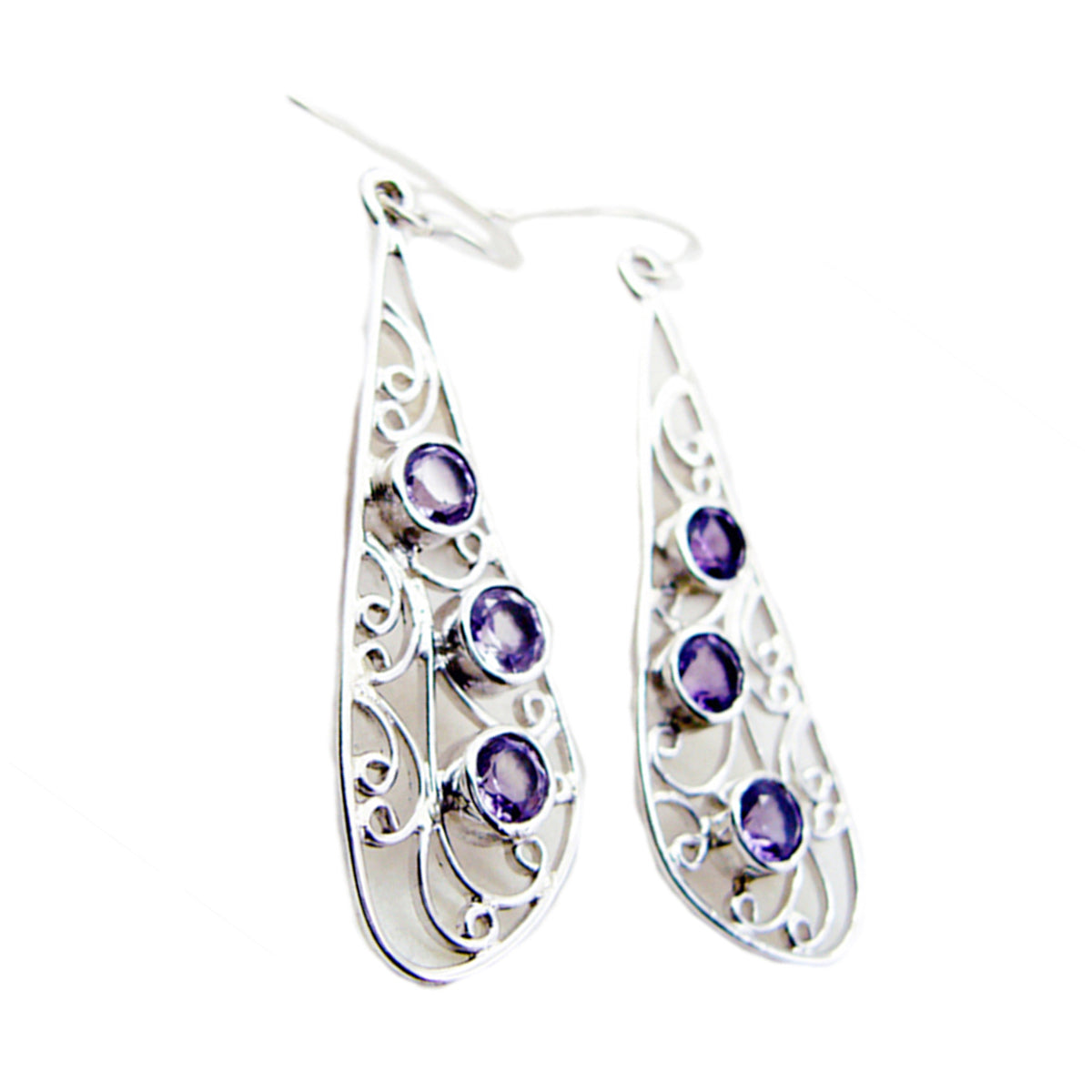 Amethyst-Moroccan-Yuki-multiple-Dangle-Purple-925-Silver-Earring Huvudsaklig produktbild