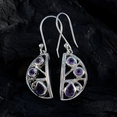Amethyst-Mexikanische-Ayaka-Trilogie-Ohrhänger-Lila-925-Sterling-Silber-Ohrring