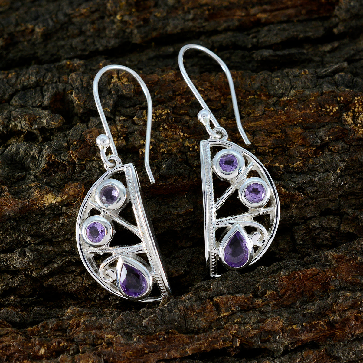 Amethyst-Mexican-Ayaka-Trilogy-Dangle-Purple-925-Sterling-Silver-Earring