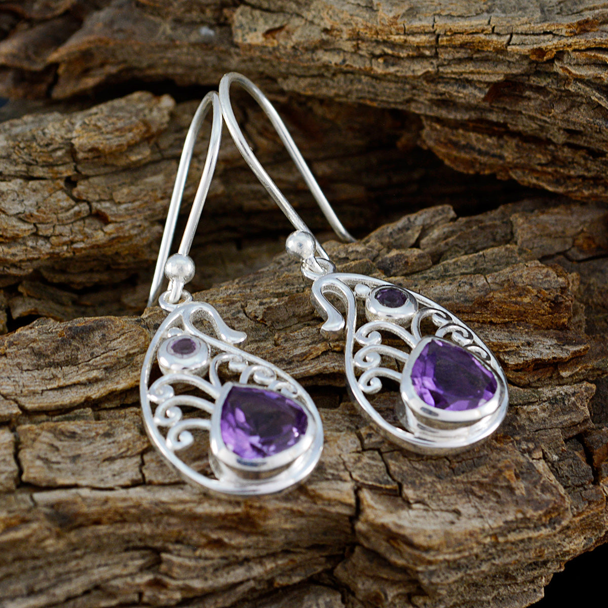 Amethyst Turkish Charlotte multiple Dangle Purple Silver Earring Второстепенное изображение товара