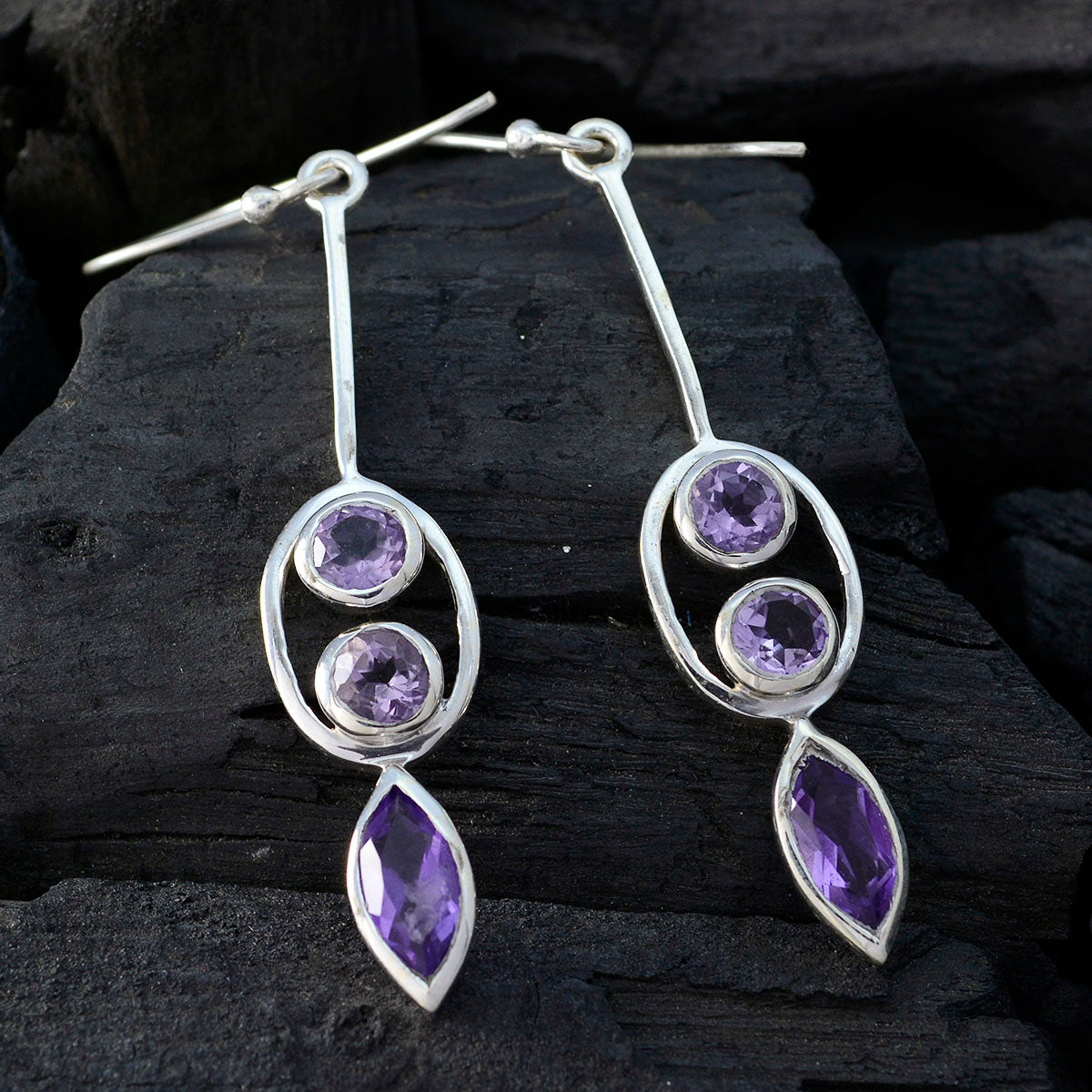Amethyst-French-Ella-multiple-Dangle-Purple-92.5-Silver-Earring
