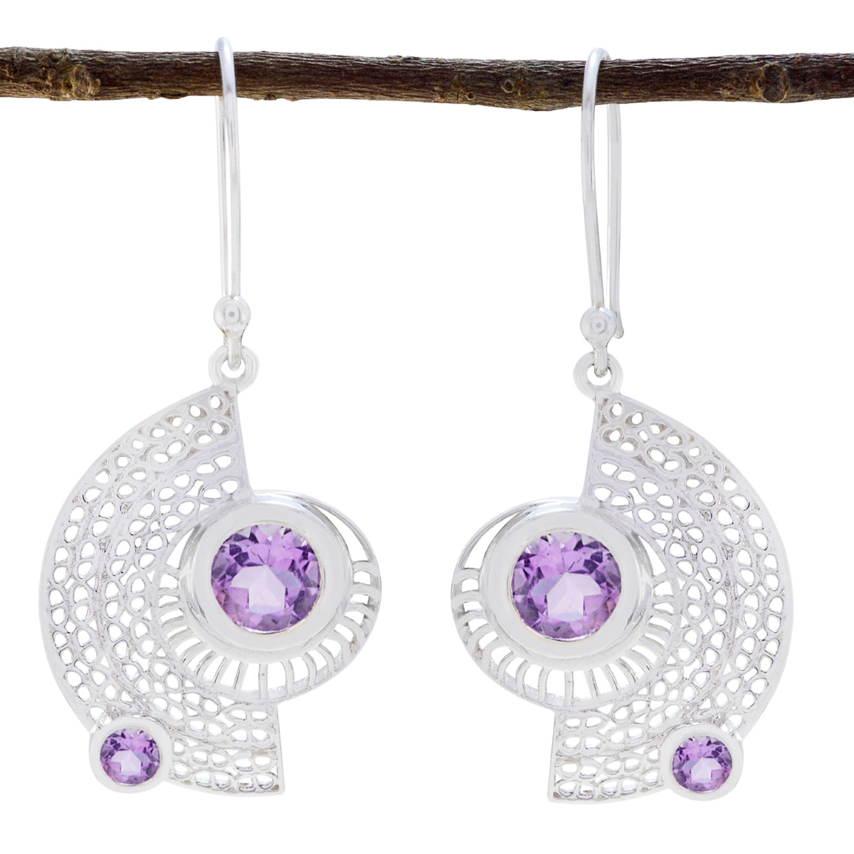 Amethyst-Korean-Freya-mehrere-Dangle-Lila-Silber-Ohrring Hauptbild