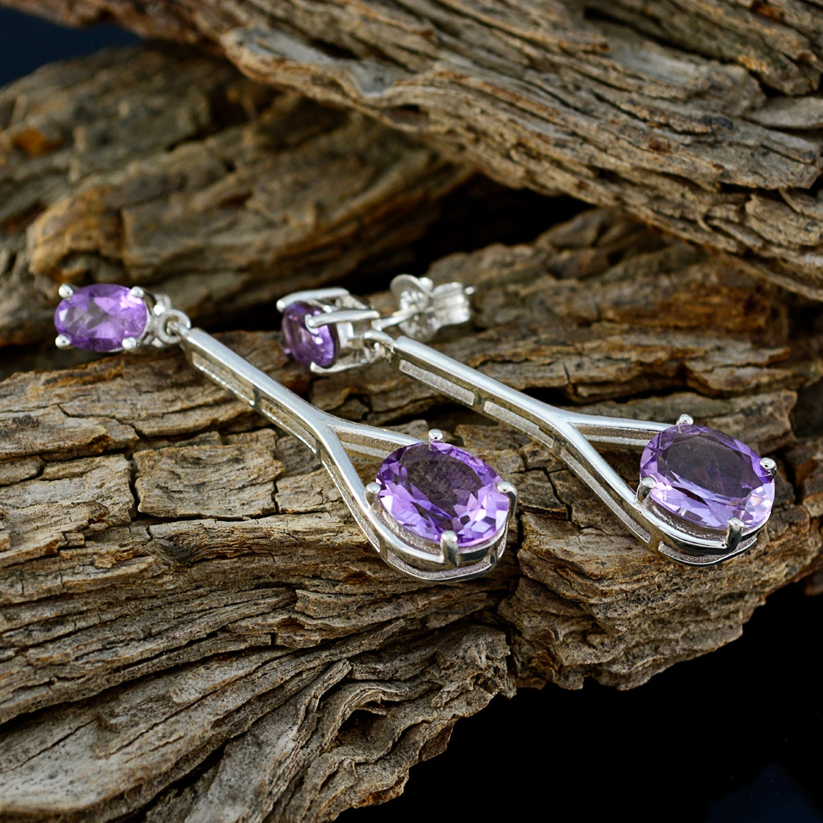 Amethyst-German-Ines-multiple-Stud-Purple-Sterling-Silver-Earring