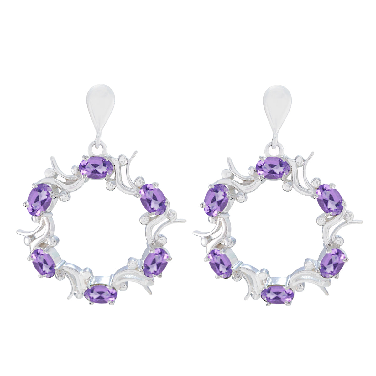 Amethyst-African-Inès-multiple-Stud-Purple-925-Silver-Earring Immagine principale del prodotto